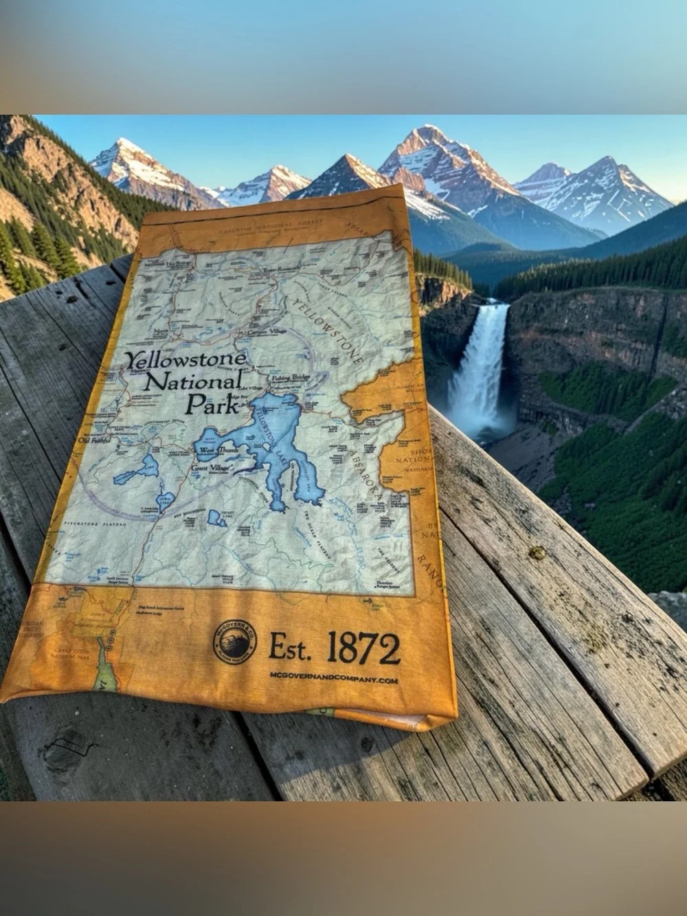 Yellowstone National Park Map Neck Gaiter Headwear Bana Scarf McGovern & Co